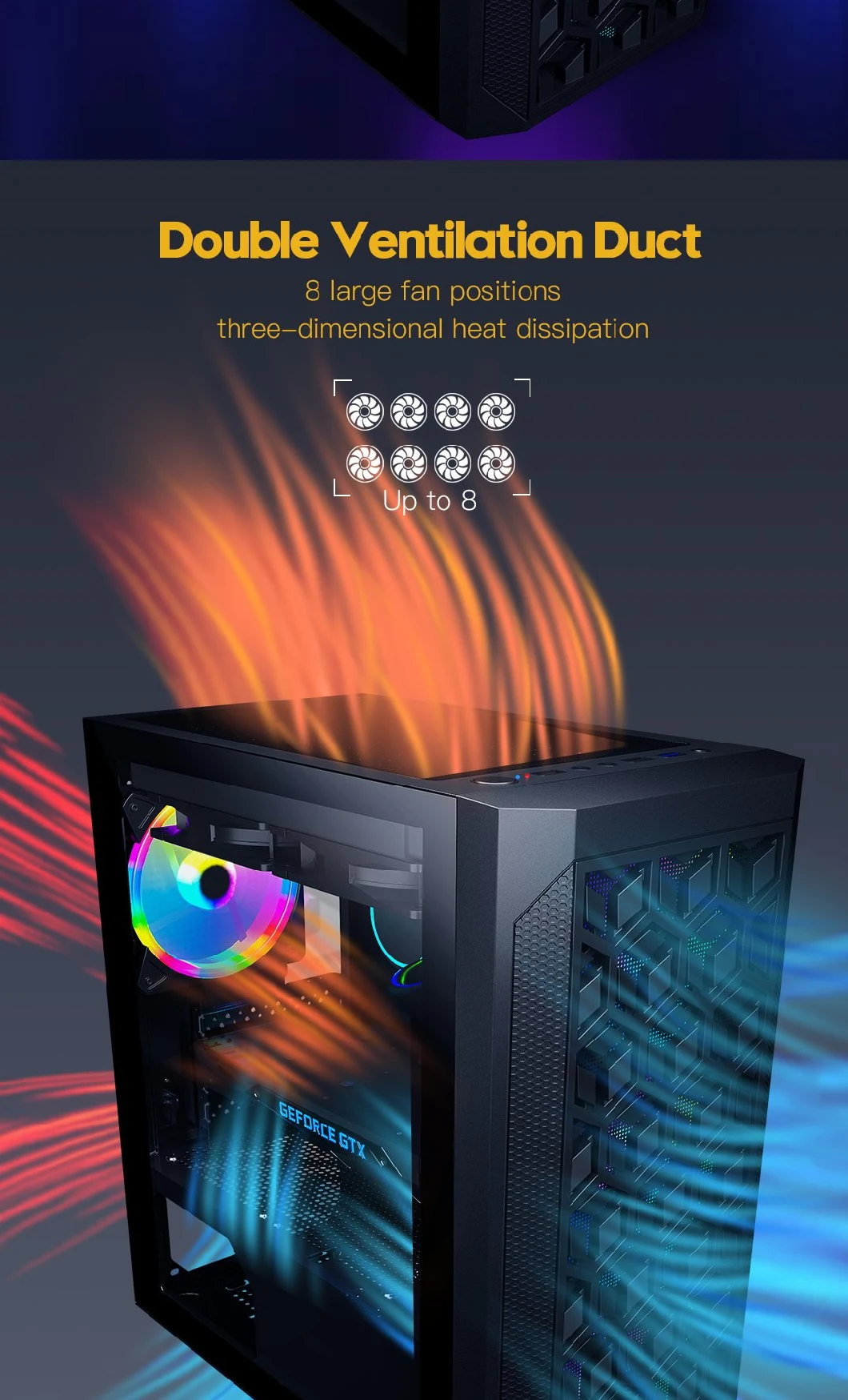 Illuminated Computer Case Casing RGB Light Gaming Case ATX Transparent Large Board Side Game Case Computer Hardware Accessories
