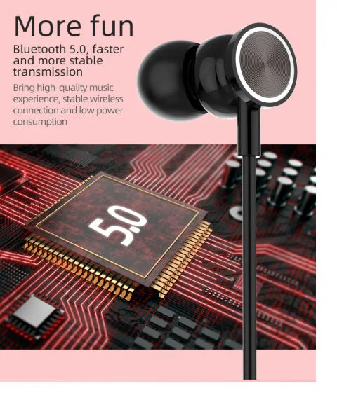 Sport in Ear Mobile Phone Earphone with Bluetooth Version 4.0 Black