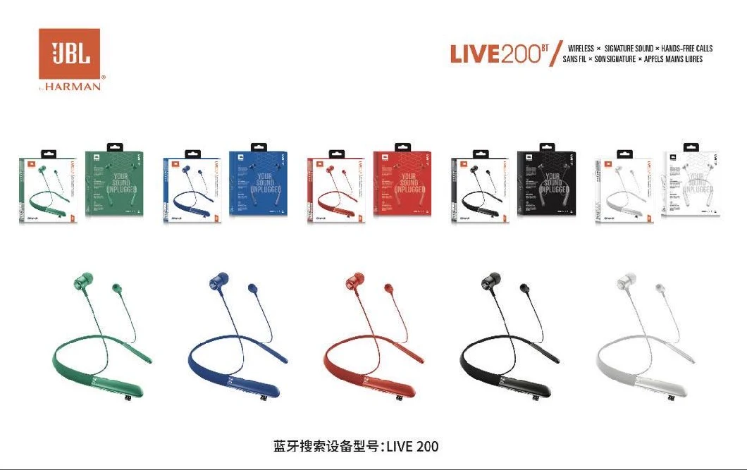 Tws True Wireless Stereo Sound Bluetooth Headband Neckband Headset Headphone Neck Earphone for Jb L Live 200 Bt