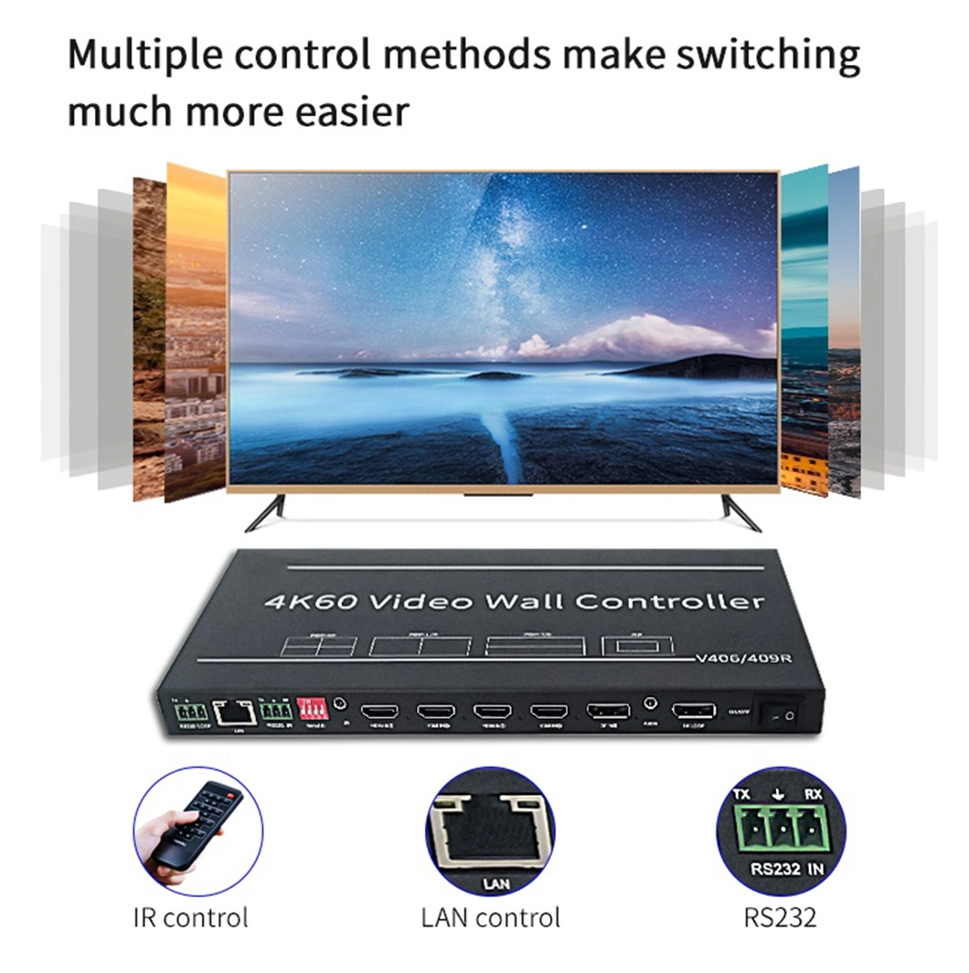 New Summer Popular Product RS232 Remote Control 4K 8K TV 1X5 3X3 3X4 3X1 4K Video Wall Controller