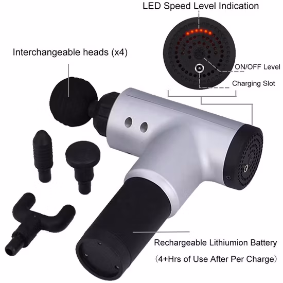 Quiet Brushless Motor Portable Muscle Massage Gun for Back Neck Muscle Relieve