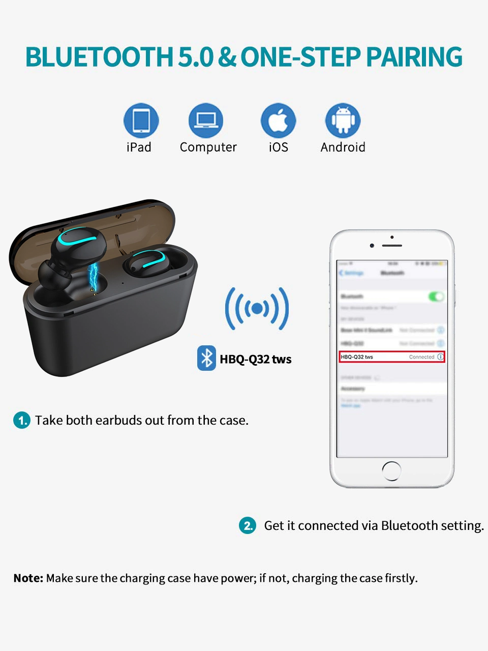 Tws Bluetooth 5.0 bluetooth Earphone Wireless Headphones for Mobile Phone