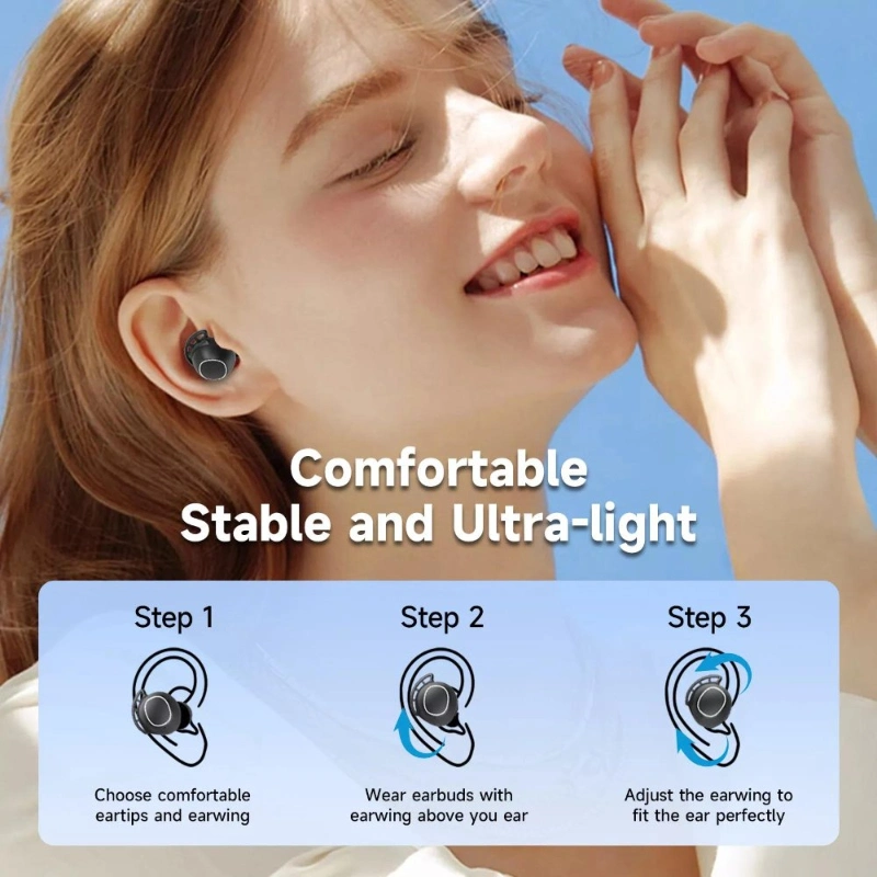 True Wireless Stereo Bluetooth Earbuds with LED Light Shows Power TWS Earphone