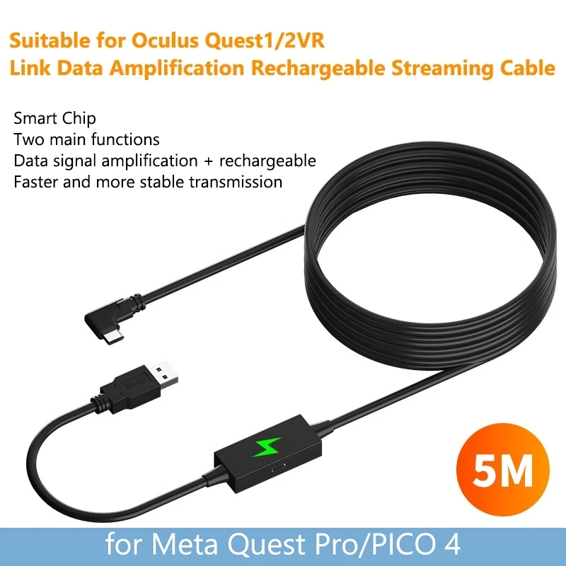 5gbps Charging Cable Link Vr Headset Accessories USB to Type-C Transfer Cable Vr Headset Data Transfer for Quest PRO/Pico 4