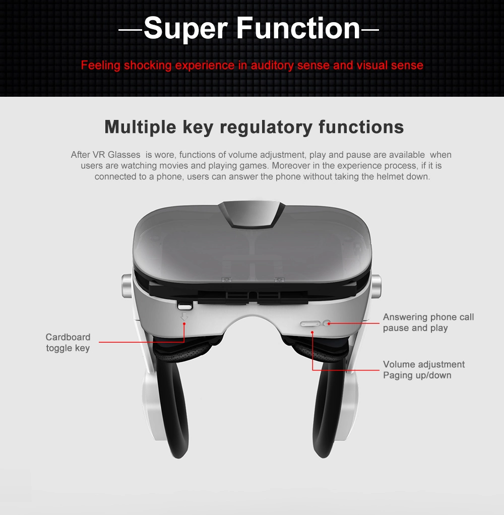 New Fiit Vr 3f Stereo Video 3D Glasses Vr Headset Virtual Reality Smartphone Google Cardboard Helmet Vr for 4-6.4 Inch Phones